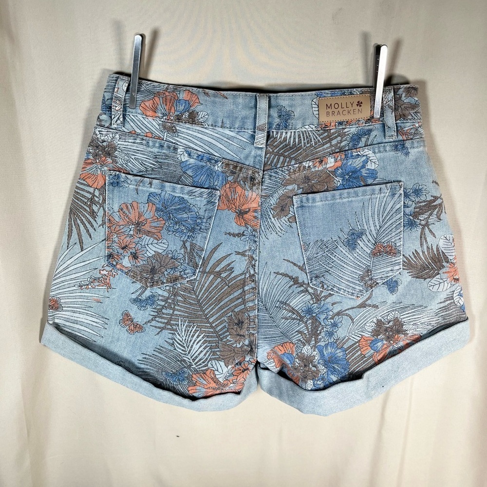 NWT Molly Bracken Floral Jean Shorts - Blue and Orange - Picture 6 of 11
